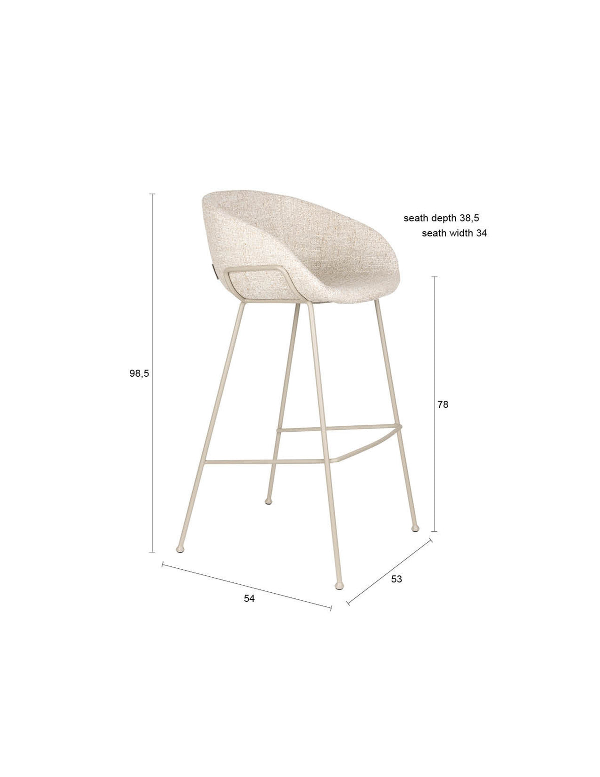 Barhocker Feston in Beige präsentiert im Onlineshop von KAQTU Design AG. Barstuhl ist von Zuiver