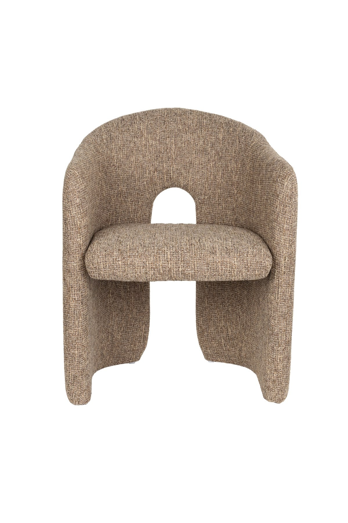 Gepolsterter Stuhl Chair Contour in Hellbraun mit Sitzfläche und Rückenlehne aus Polyester und Schaumstoffpolsterung, vier Beinen.