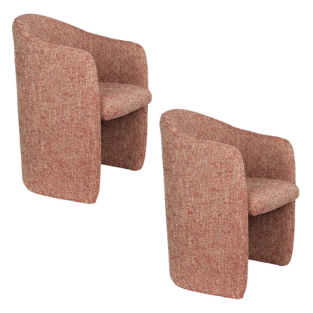 Roter Polsterstuhl Chair Contour von Zuiver mit Sitzfläche und Rückenlehne aus Polyester, Schaumstoffpolsterung und rotem Gestell.