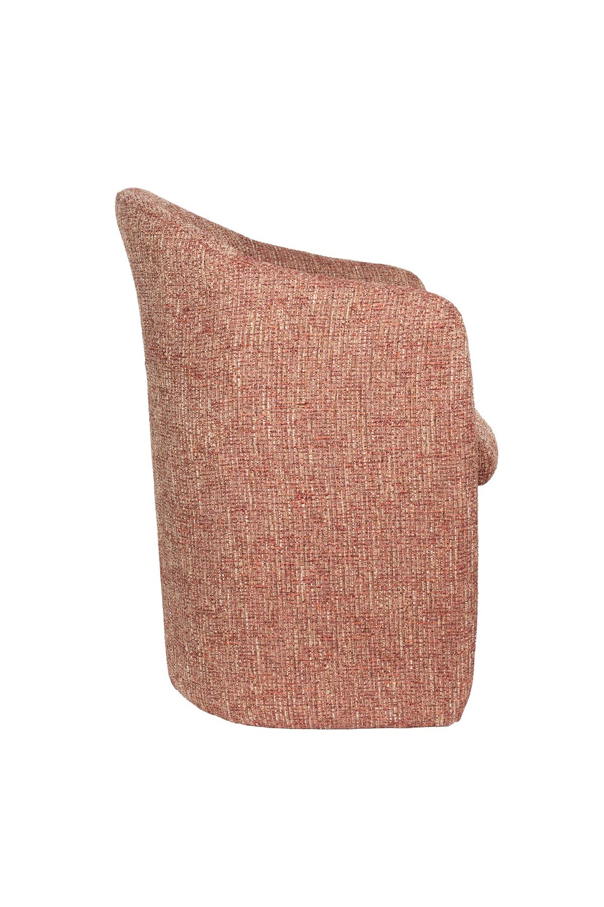 Roter Polsterstuhl Chair Contour von Zuiver mit Sitzfläche und Rückenlehne aus Polyester, Schaumstoffpolsterung und rotem Gestell.