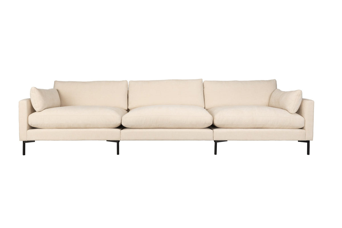Beiges 5er Sofa Summer von Zuiver mit Sitzbezug aus Acetat und Polyester, PU-Schaum-Füllung und niedrigen Armlehnen für den Wohnbereich.