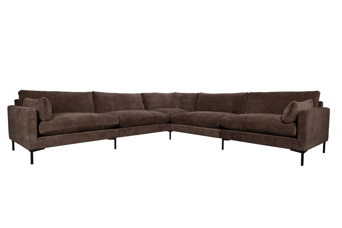 Zuiver Sofa Summer 7-Seater in Dunkelbraun, gepolstert mit Acetat und Polyester, PU-Schaum-Polsterung, grosses 5er Sofa im Wohnraum.