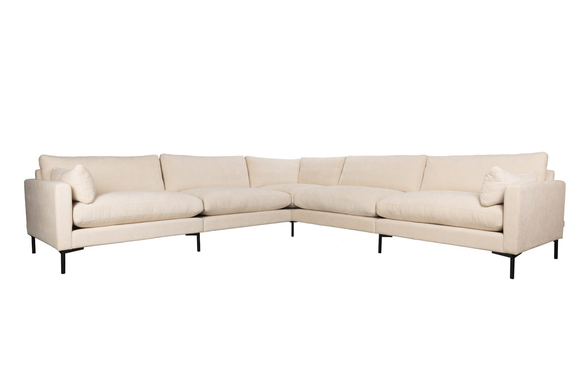 Beiges 5er Sofa Summer 7-Seater von Zuiver mit gepolsterten Kissen, Bezug aus Acetat und Polyester, PU-Schaum-Füllung, für den Innenbereich.