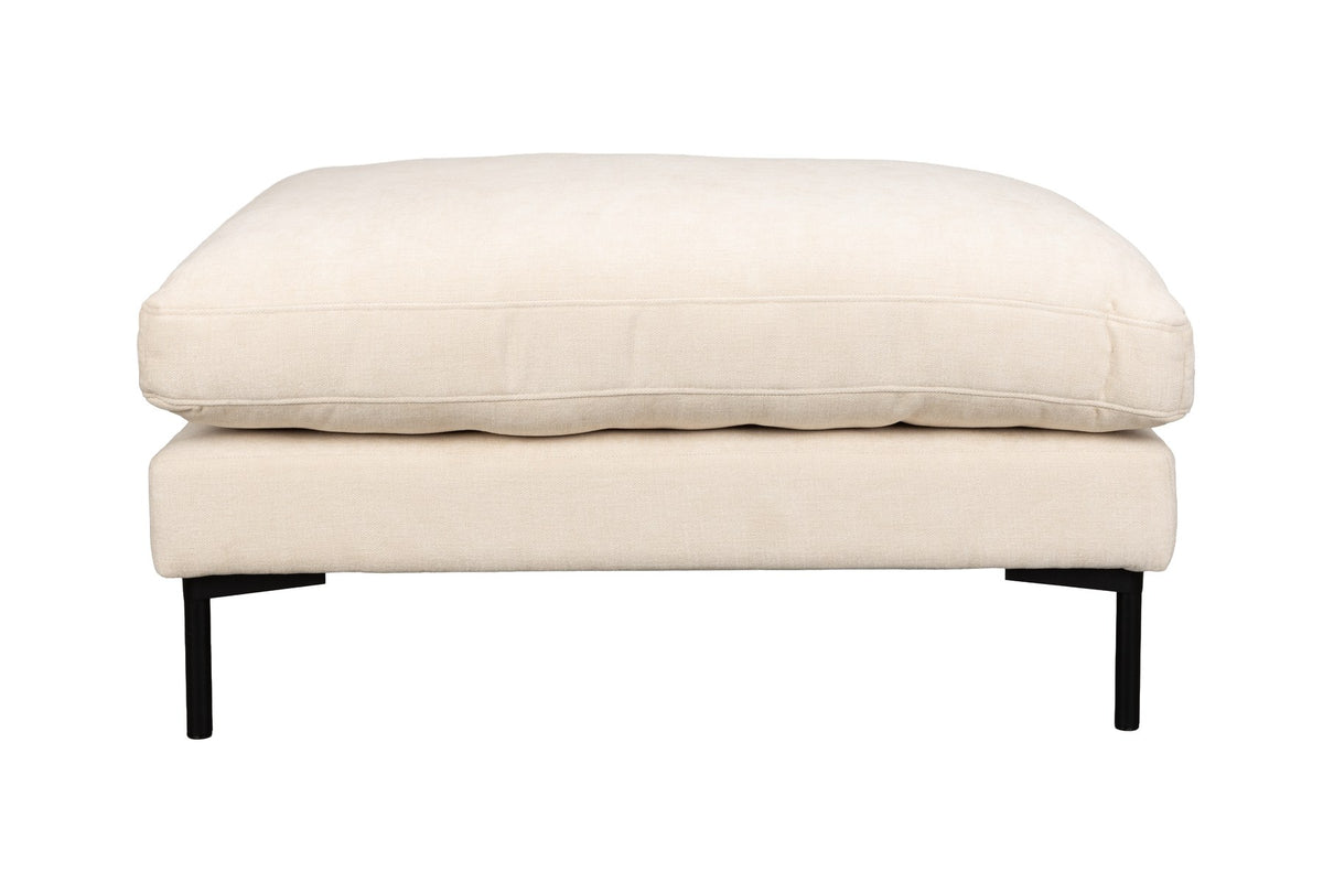 Beiger Hocker Summer von Zuiver mit gepolstertem Sitz aus Acetat und Polyester, PU-Schaum-Füllung und rechteckiger, luftiger Form.