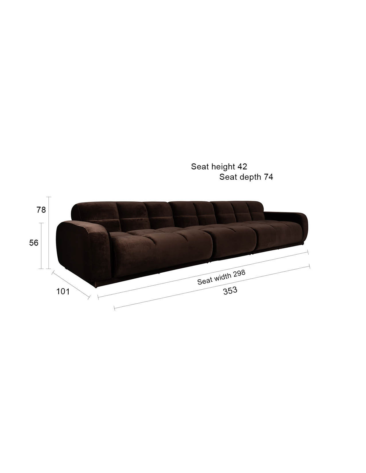 Braunes 5er Sofa Hazel von Zuiver mit Polyesterbezug, Schaumstofffüllung und Rahmen aus Gummibaumholz, weiche Rundungen und breite Sitzfläche.