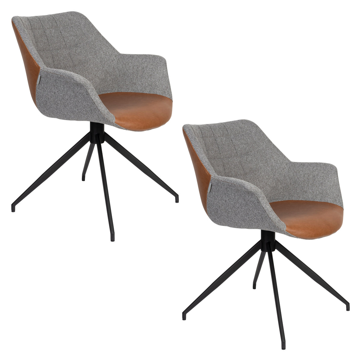 Armlehnstuhl Doulton Swivel in Braun präsentiert im Onlineshop von KAQTU Design AG. Dreh-Schalenstuhl mit Armlehnen ist von Zuiver