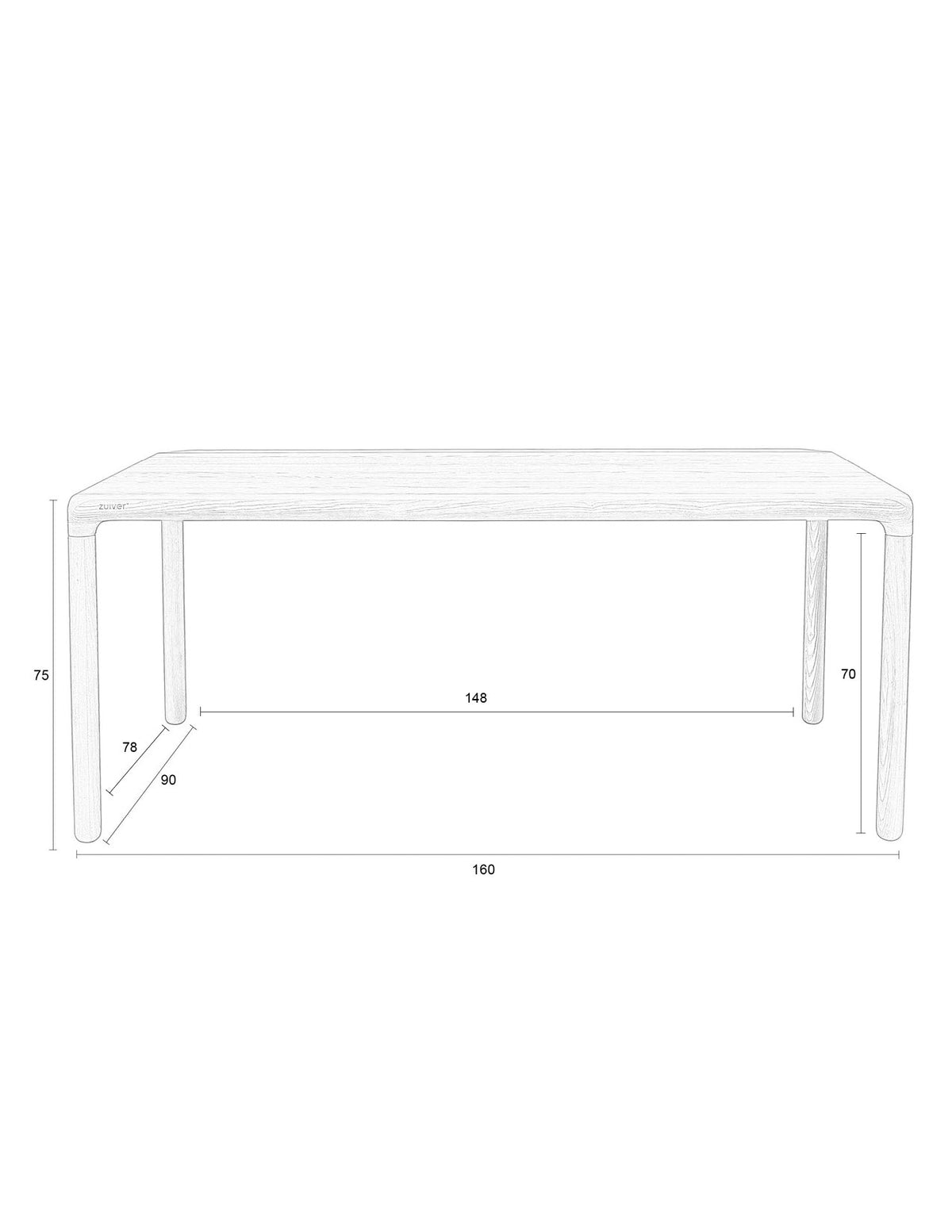 Tisch Storm in Natur präsentiert im Onlineshop von KAQTU Design AG. Esstisch ist von Zuiver