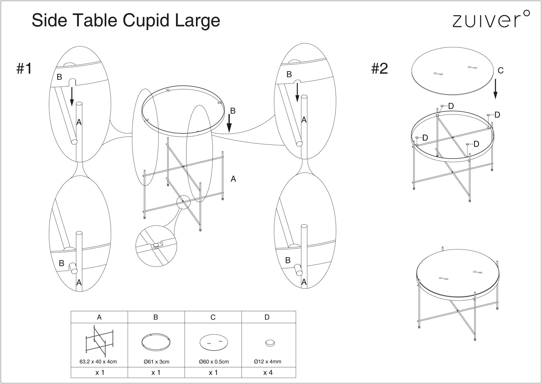 Beistelltisch Cupid in Schwarz präsentiert im Onlineshop von KAQTU Design AG. Beistelltisch ist von Zuiver