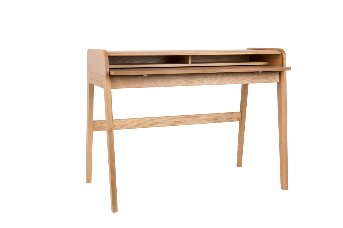 Bürotisch Barbier, Holzschreibtisch mit Beinen und ausziehbarer Arbeitsplatte