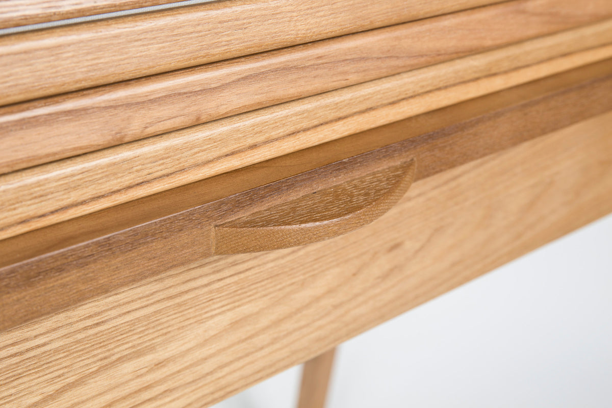 Bürotisch Barbier, Holzschreibtisch mit Beinen und ausziehbarer Arbeitsplatte