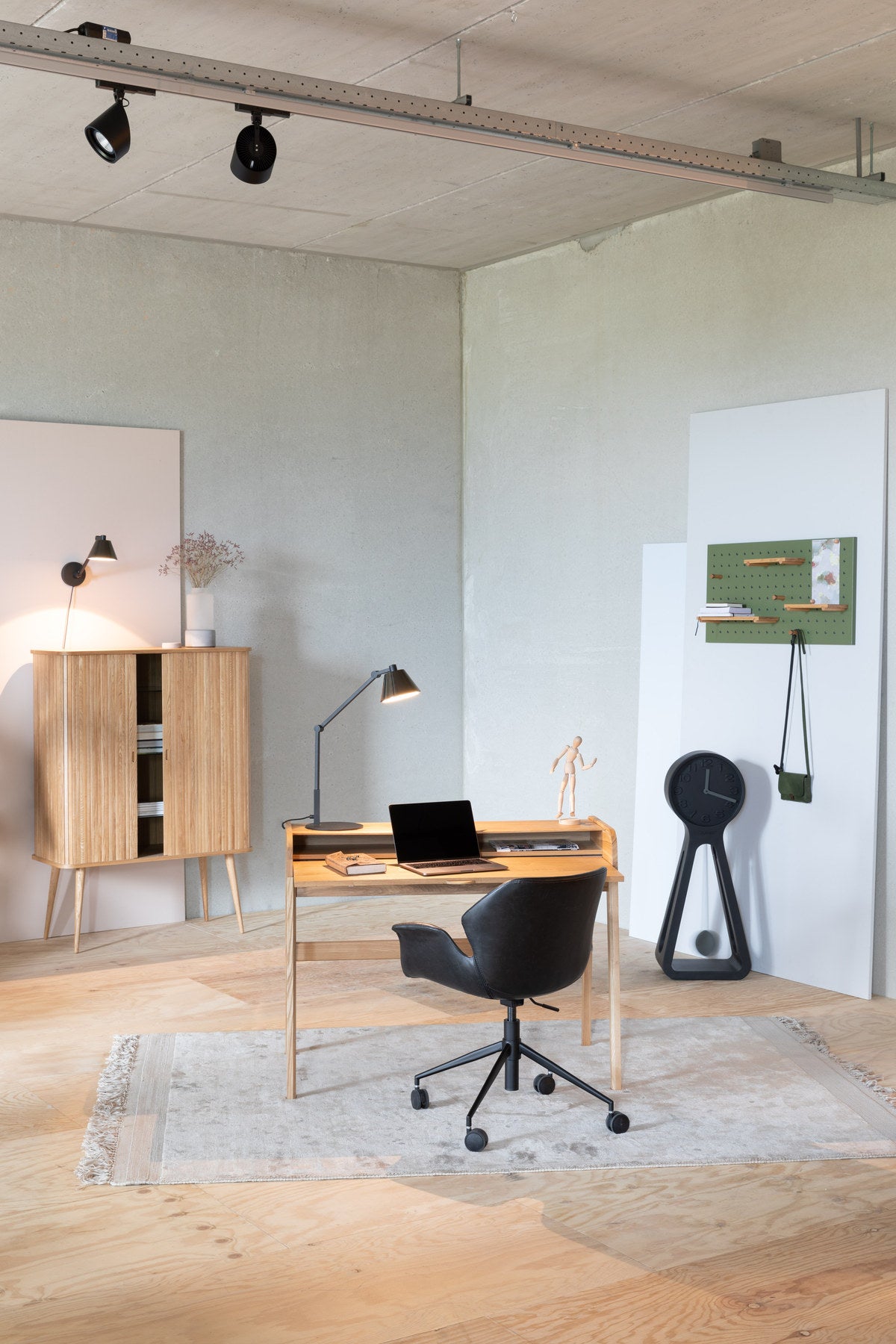Bürotisch Barbier, Holzschreibtisch mit Beinen und ausziehbarer Arbeitsplatte