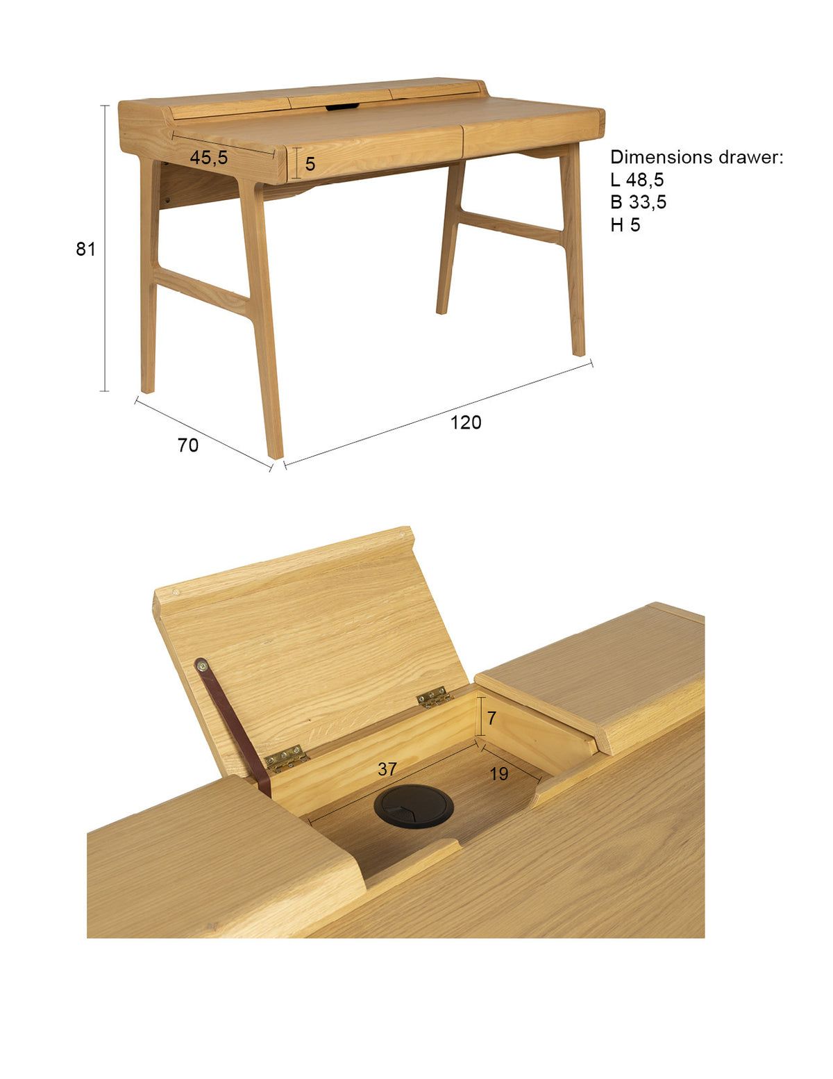 Schreibtisch Kaat in Natur präsentiert im Onlineshop von KAQTU Design AG. Schreibtisch ist von Zuiver