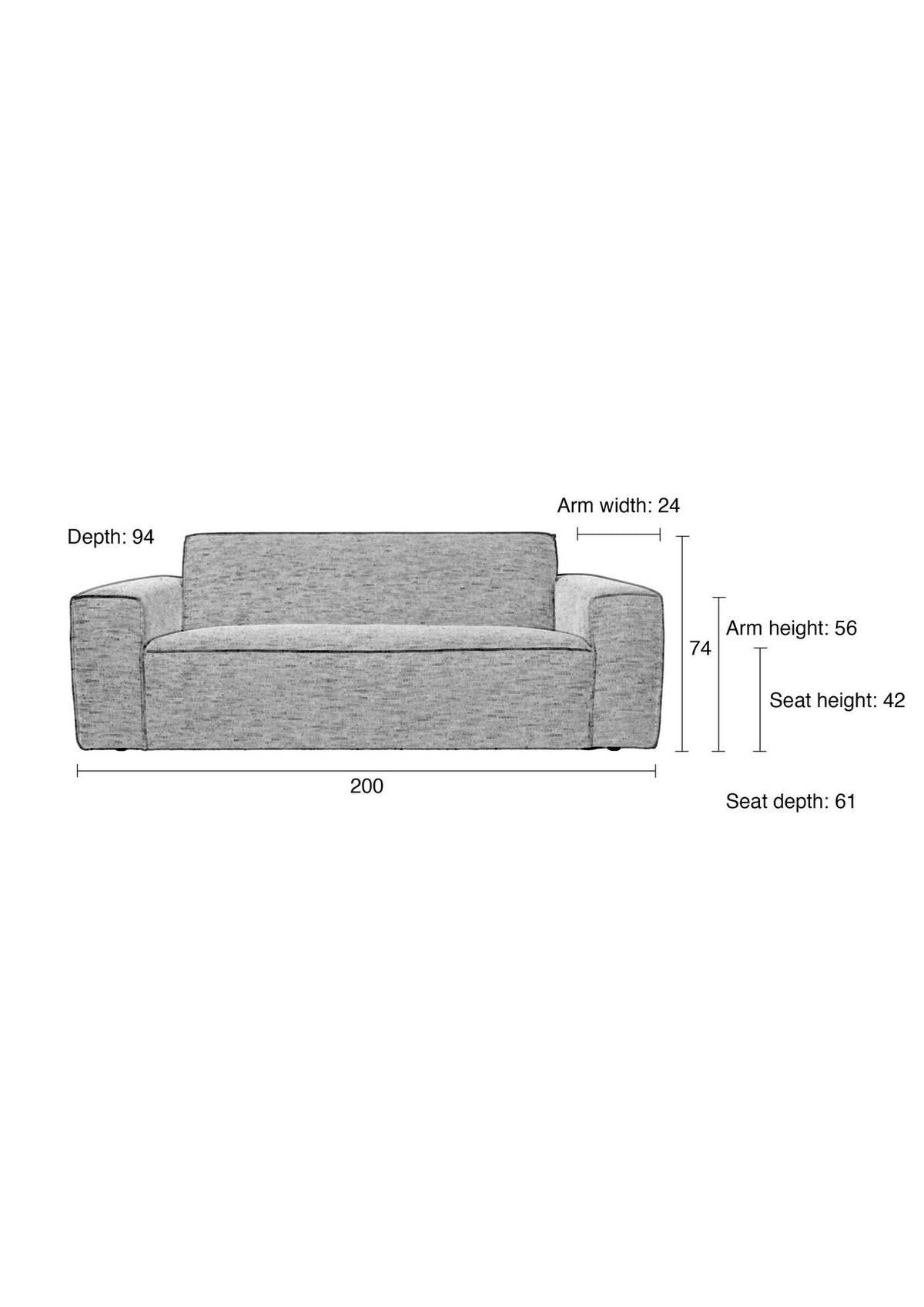 Sofa BOR 2.5 Sitzer in Grau präsentiert im Onlineshop von KAQTU Design AG. 2er Sofa ist von Zuiver