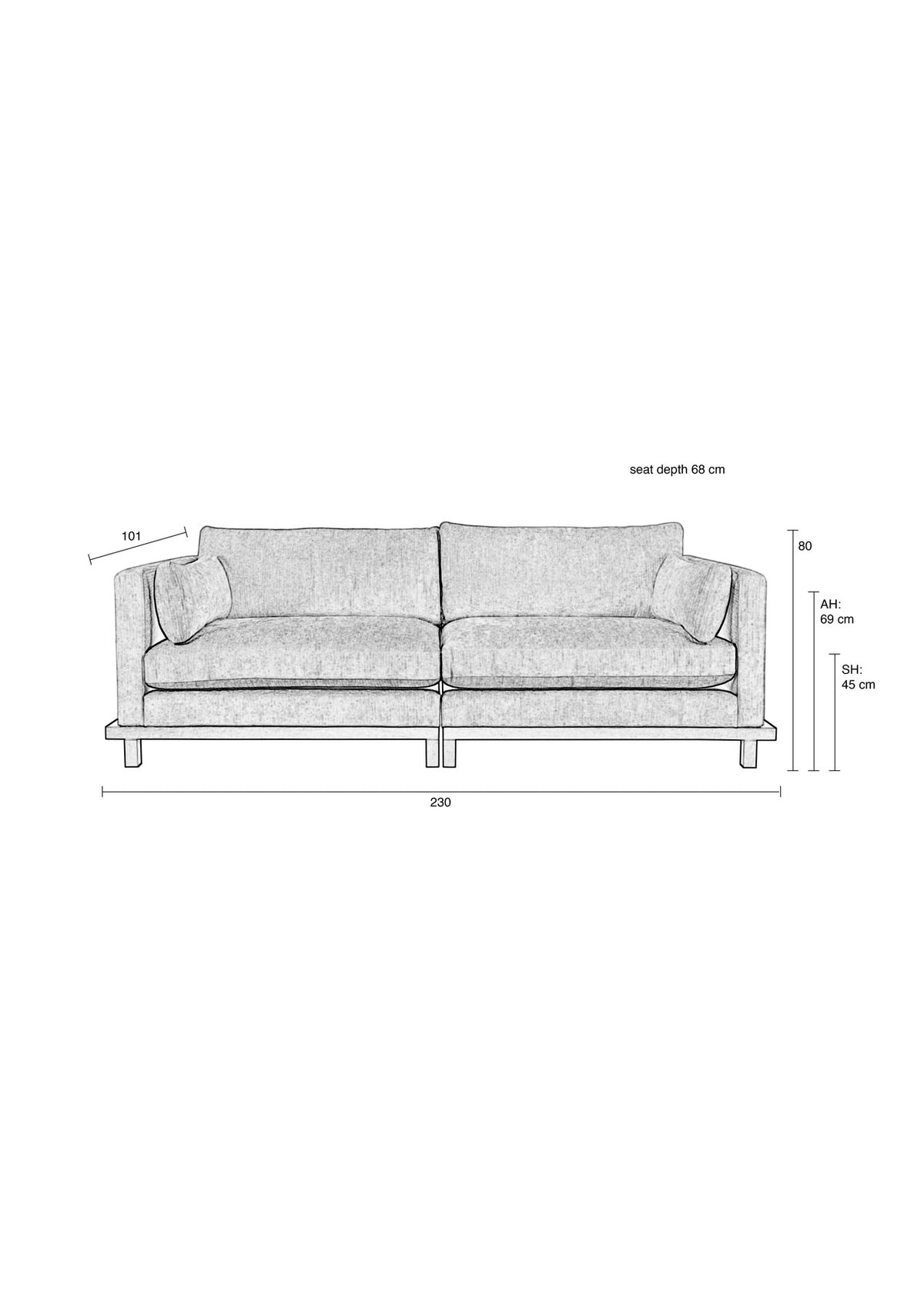 Sofa Blossom 3-Sitzer in Braun präsentiert im Onlineshop von KAQTU Design AG. 3er Sofa ist von Zuiver