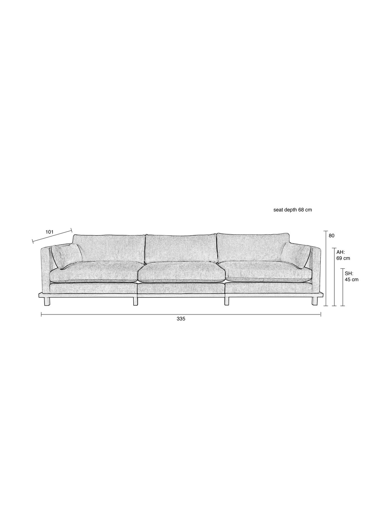 Sofa Blossom 4.5-Sitzer in Braun präsentiert im Onlineshop von KAQTU Design AG. 4er Sofa ist von Zuiver