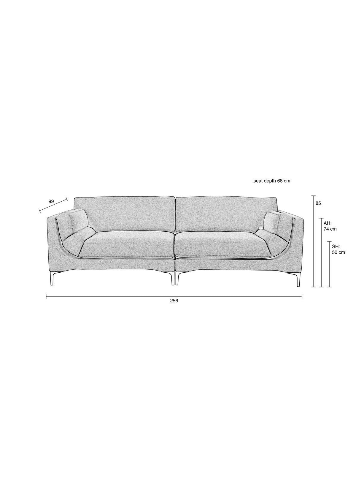 Sofa Balcony 3 Sitzer in beige präsentiert im Onlineshop von KAQTU Design AG. 3er Sofa ist von Zuiver