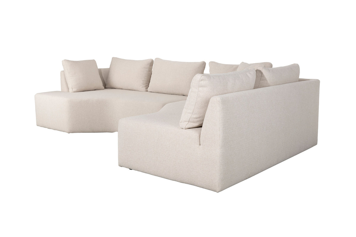 L-Sofa Prosper Sofa Right von Zuiver in Beige mit grob gewebtem Polyesterbezug, niedrige Beine