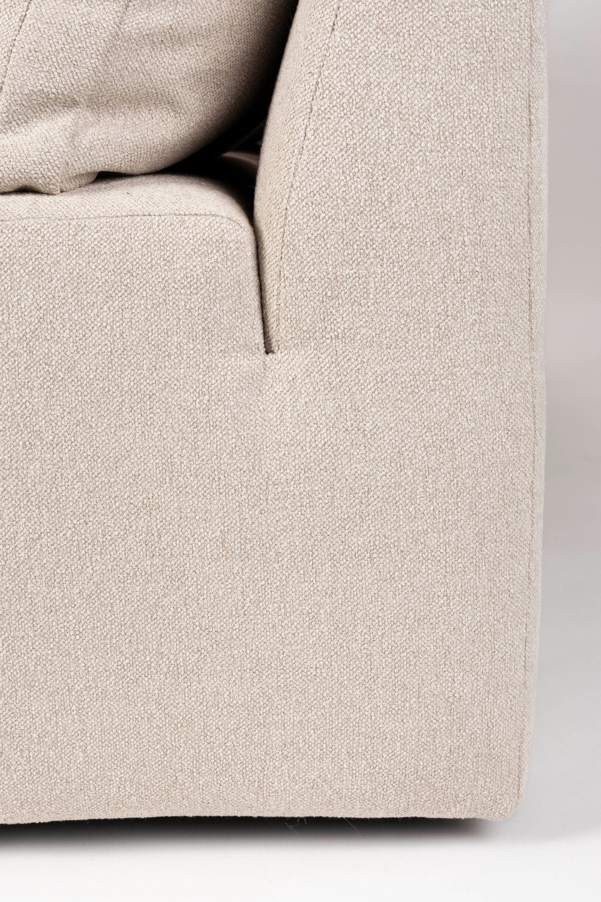 L-Sofa Prosper Sofa Right von Zuiver in Beige mit grob gewebtem Polyesterbezug, niedrige Beine