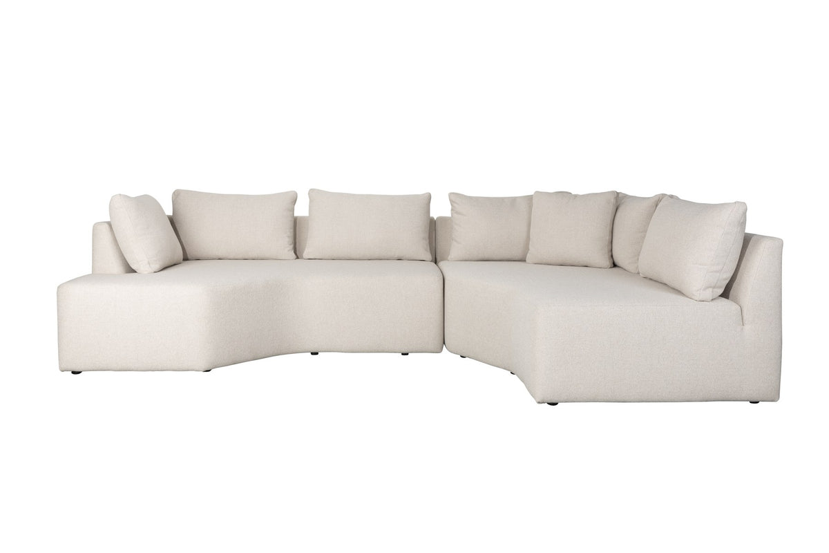 L-Sofa Prosper Sofa Right von Zuiver in Beige mit grob gewebtem Polyesterbezug, niedrige Beine