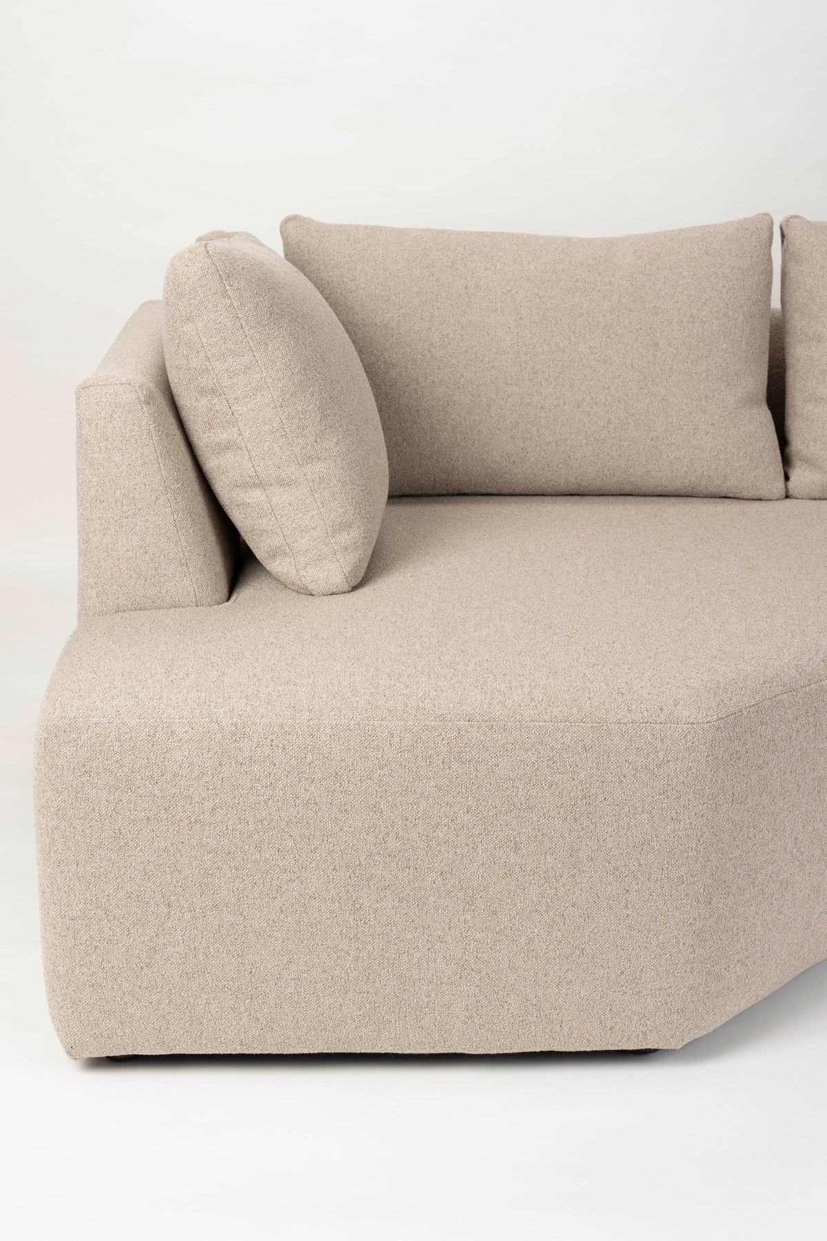 L-Sofa Prosper Sofa Right von Zuiver in Beige mit grob gewebtem Polyesterbezug, niedrige Beine