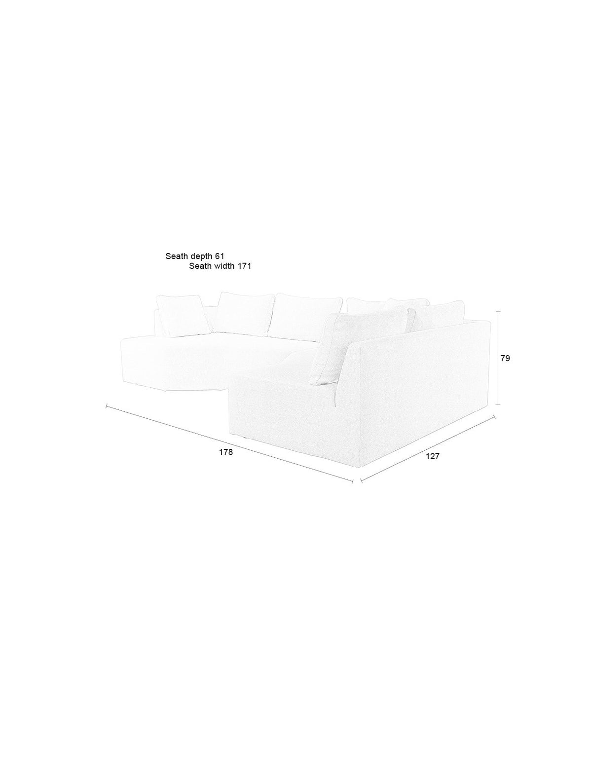 L-Sofa Prosper Sofa Right von Zuiver in Beige mit grob gewebtem Polyesterbezug, niedrige Beine
