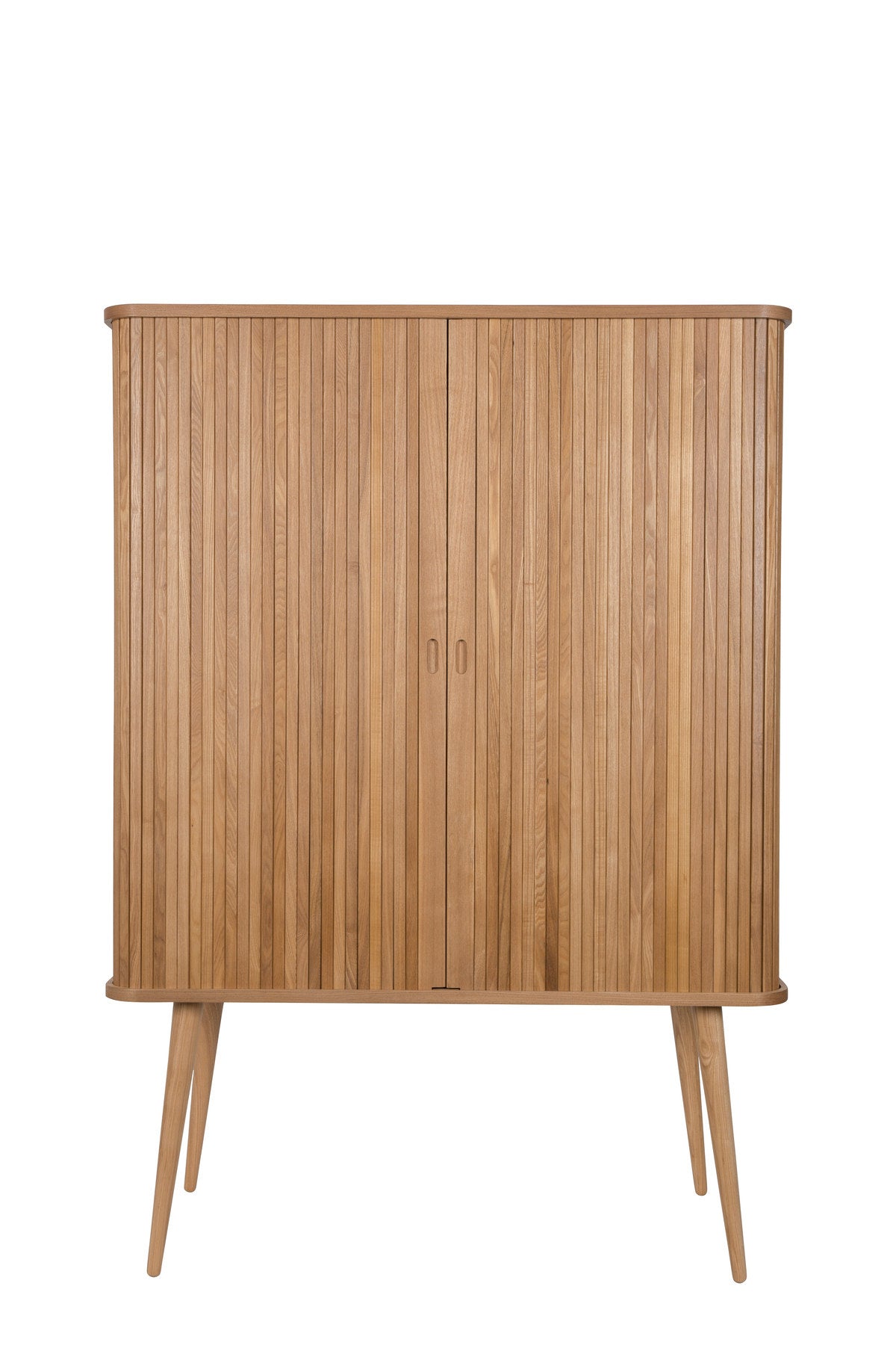 Sideboard Barbier von Zuiver mit Holzfurnier, Lamellen-Schiebetüren und Beinen