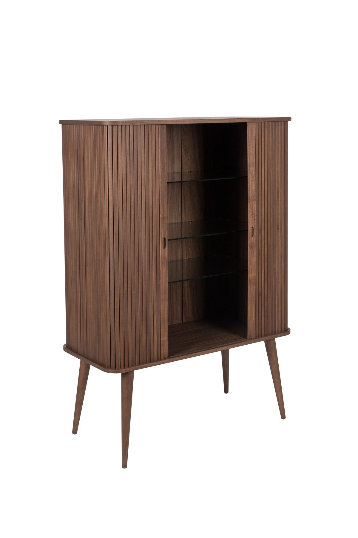 Sideboard Barbier von Zuiver mit Holzfurnier, Lamellen-Schiebetüren und Beinen