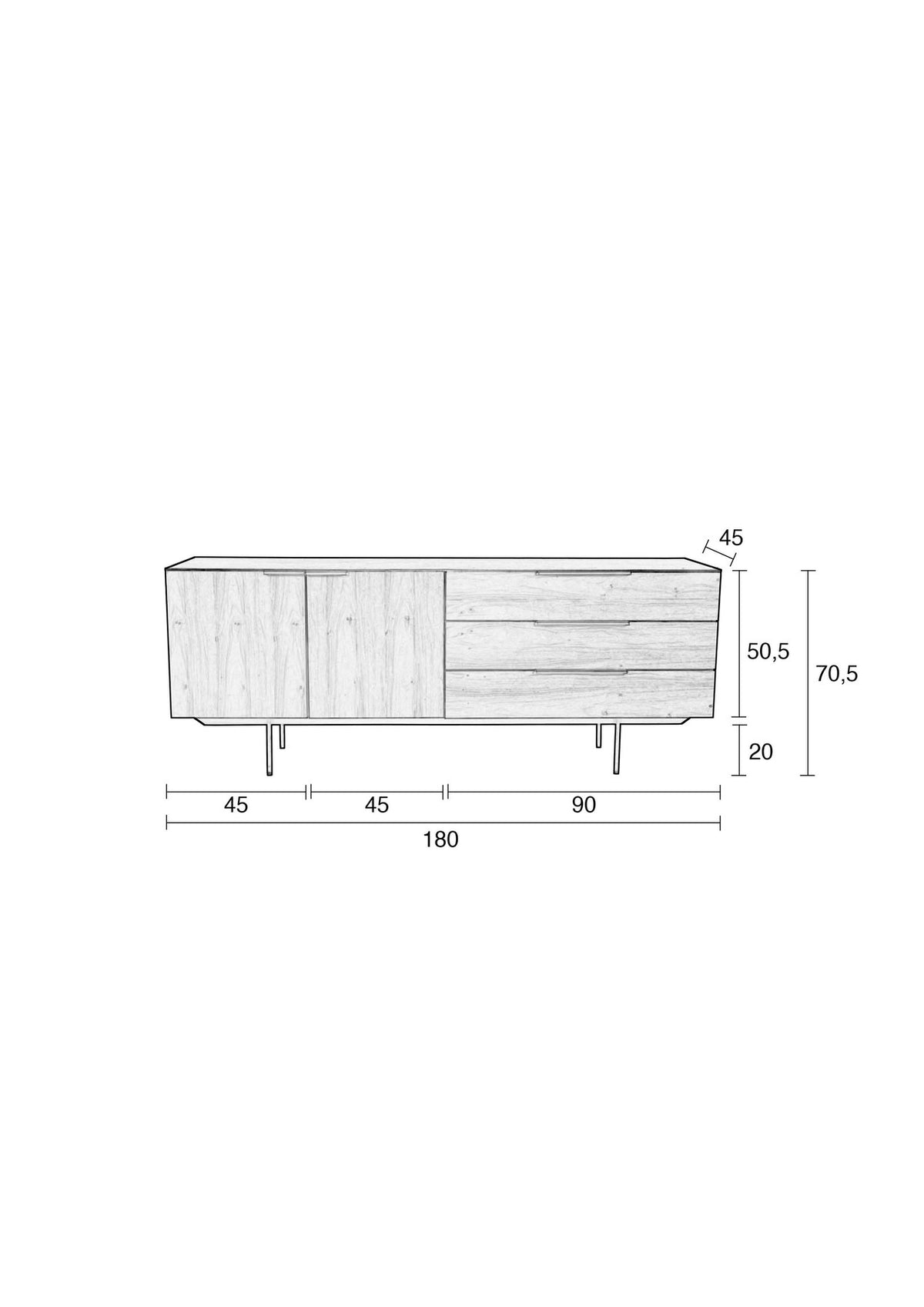 Sideboard Travis in Schwarz präsentiert im Onlineshop von KAQTU Design AG. Sideboard ist von Zuiver
