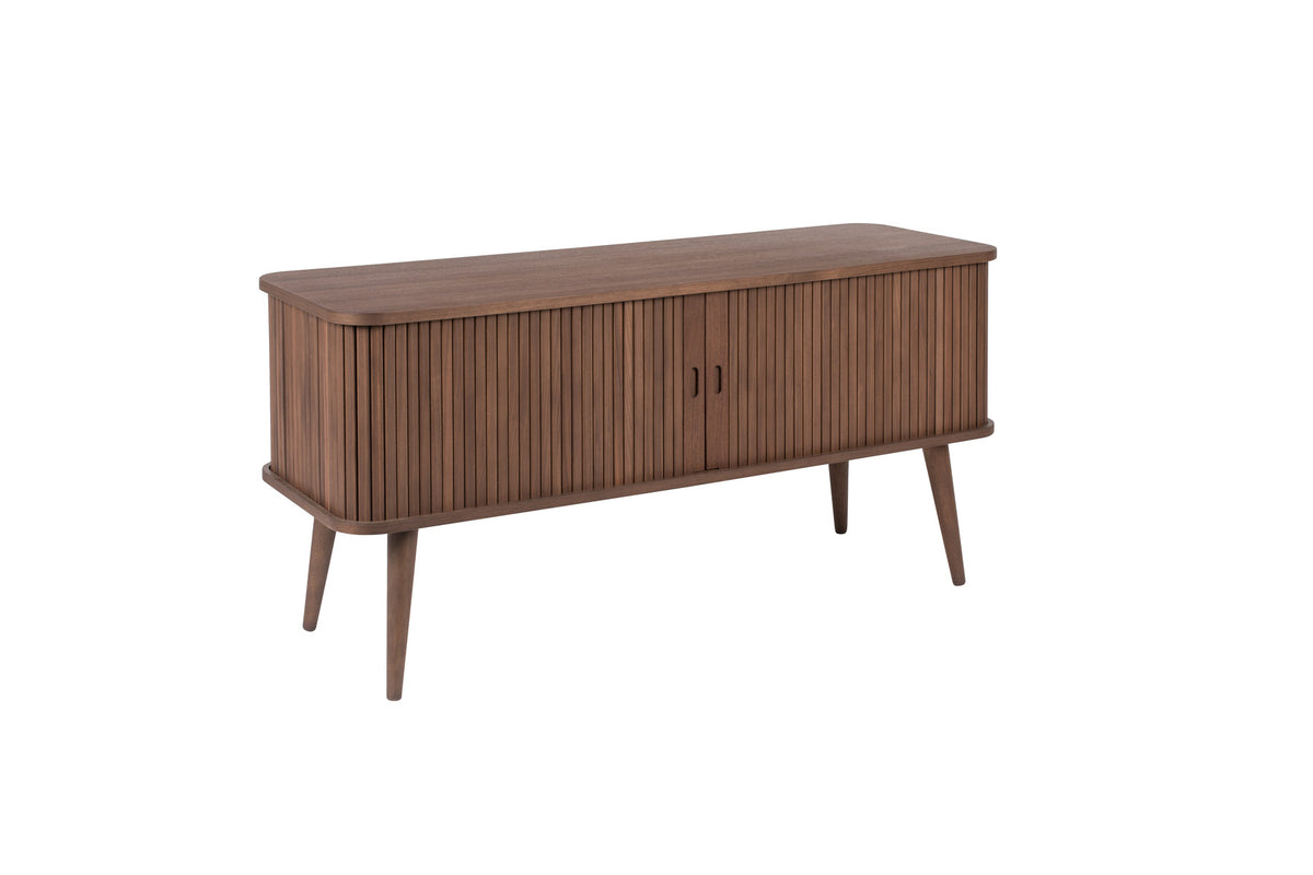 Sideboard Barbier von Zuiver mit Holzfurnier, Lamellen-Schiebetüren und Beinen