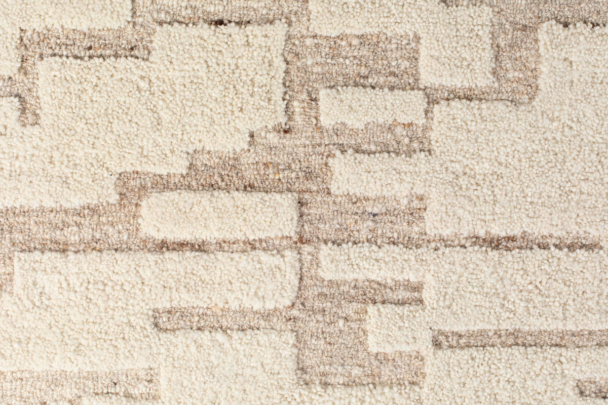 Beiger Teppich Hills von Zuiver, rechteckig, handgewebt aus Wolle und Polyester