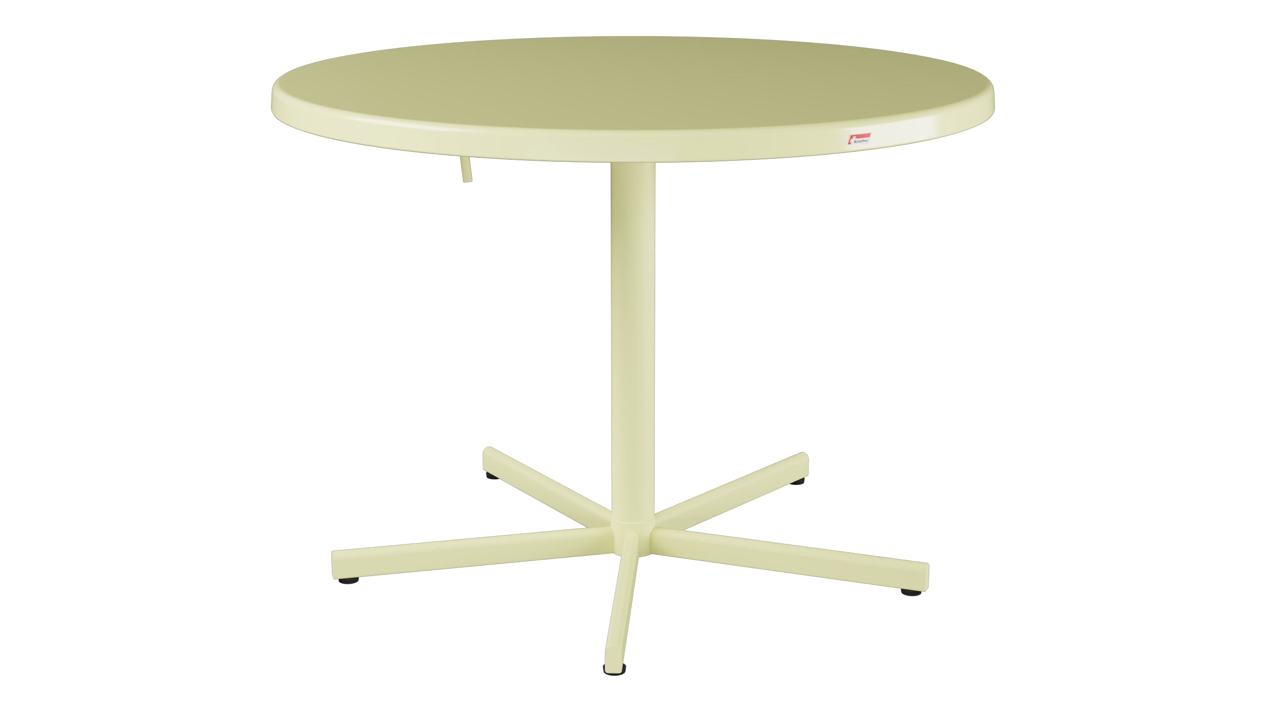 Bodensee Glasfaser-Gartentisch ø100 klappbar in Buchsbaumgelb präsentiert im Onlineshop von KAQTU Design AG. Gartentisch ist von Schaffner