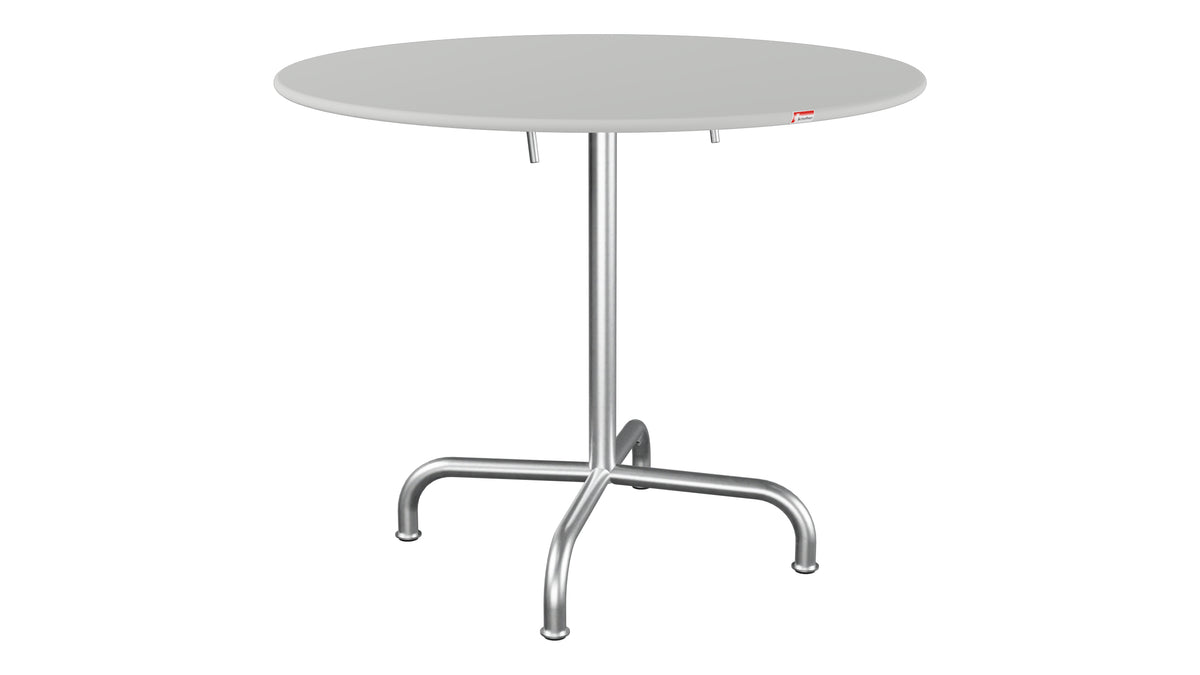 Rigi Metall-Gartentisch ø90 klappbar in Alusilber präsentiert im Onlineshop von KAQTU Design AG. Gartentisch ist von Schaffner
