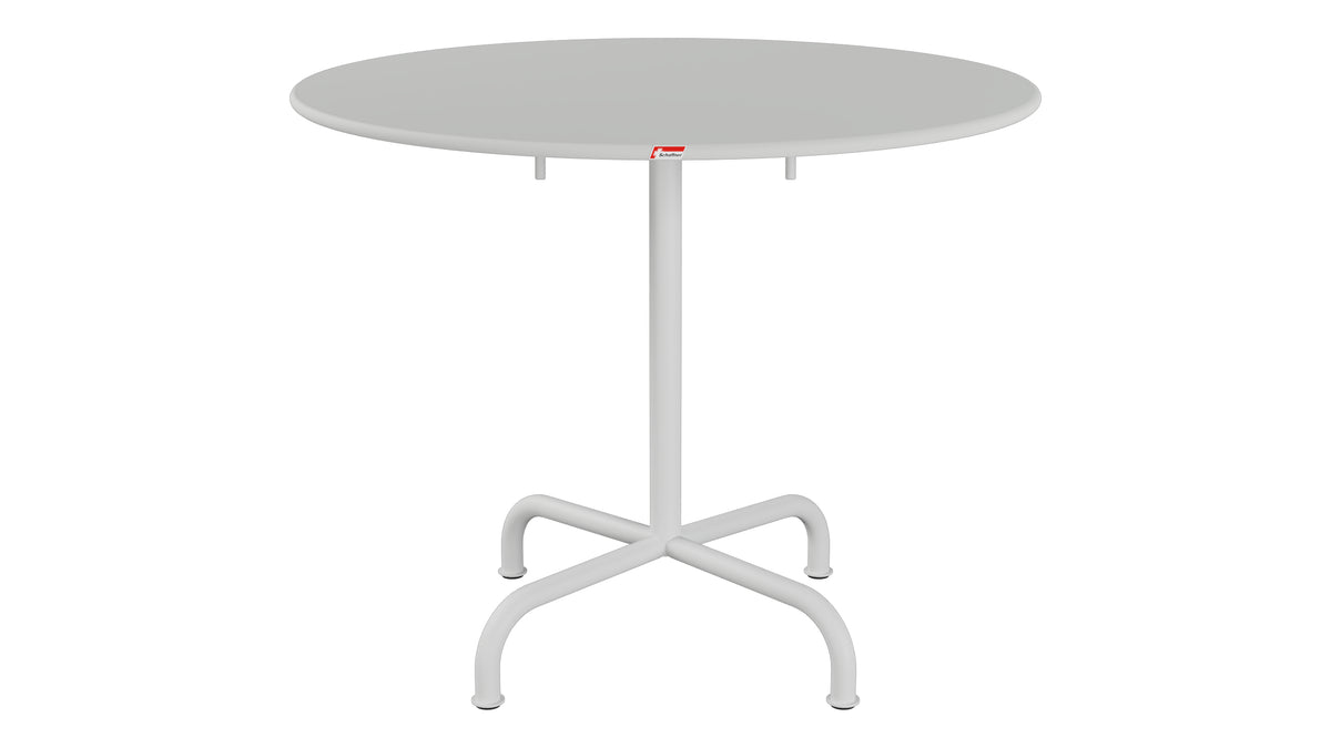 Rigi Metall-Gartentisch ø90 klappbar in Alusilber präsentiert im Onlineshop von KAQTU Design AG. Gartentisch ist von Schaffner