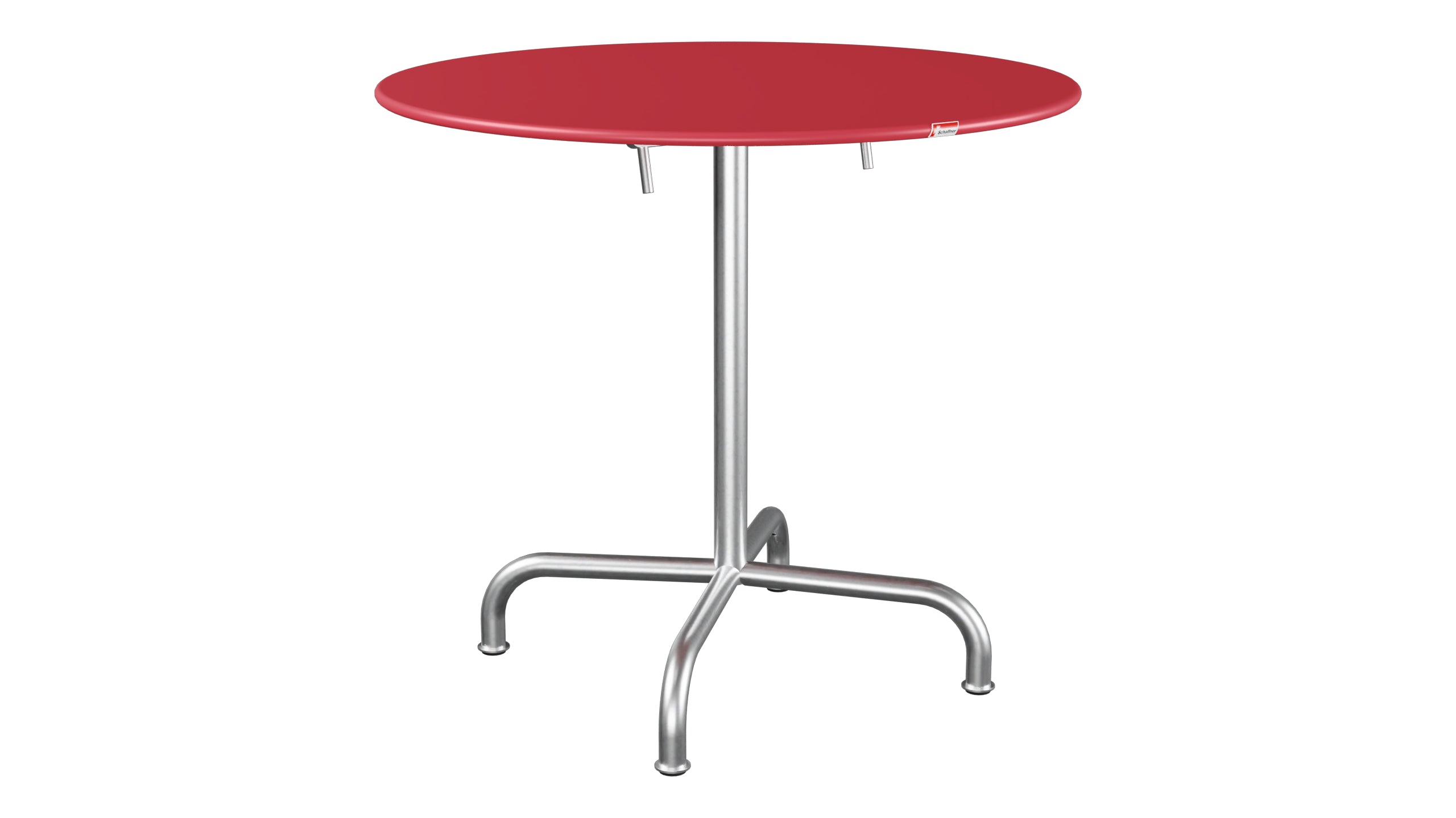 Rigi Metall-Gartentisch ø80 klappbar in Ahornrot präsentiert im Onlineshop von KAQTU Design AG. Gartentisch ist von Schaffner