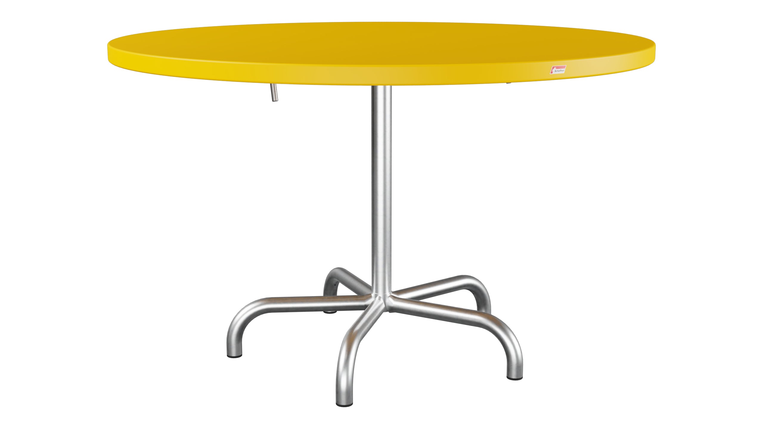 Säntis Metall-Gartentisch ø117 klappbar in Gelb präsentiert im Onlineshop von KAQTU Design AG. Gartentisch ist von Schaffner