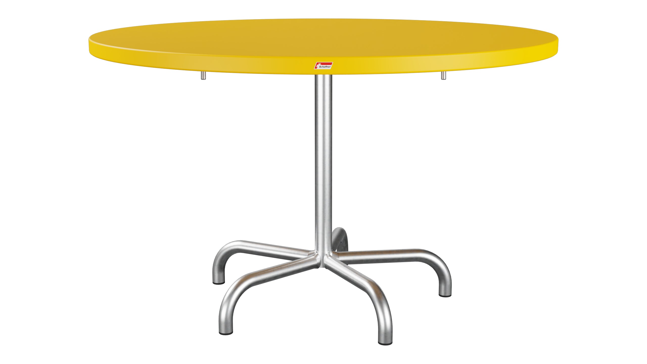 Säntis Metall-Gartentisch ø117 klappbar in Gelb präsentiert im Onlineshop von KAQTU Design AG. Gartentisch ist von Schaffner