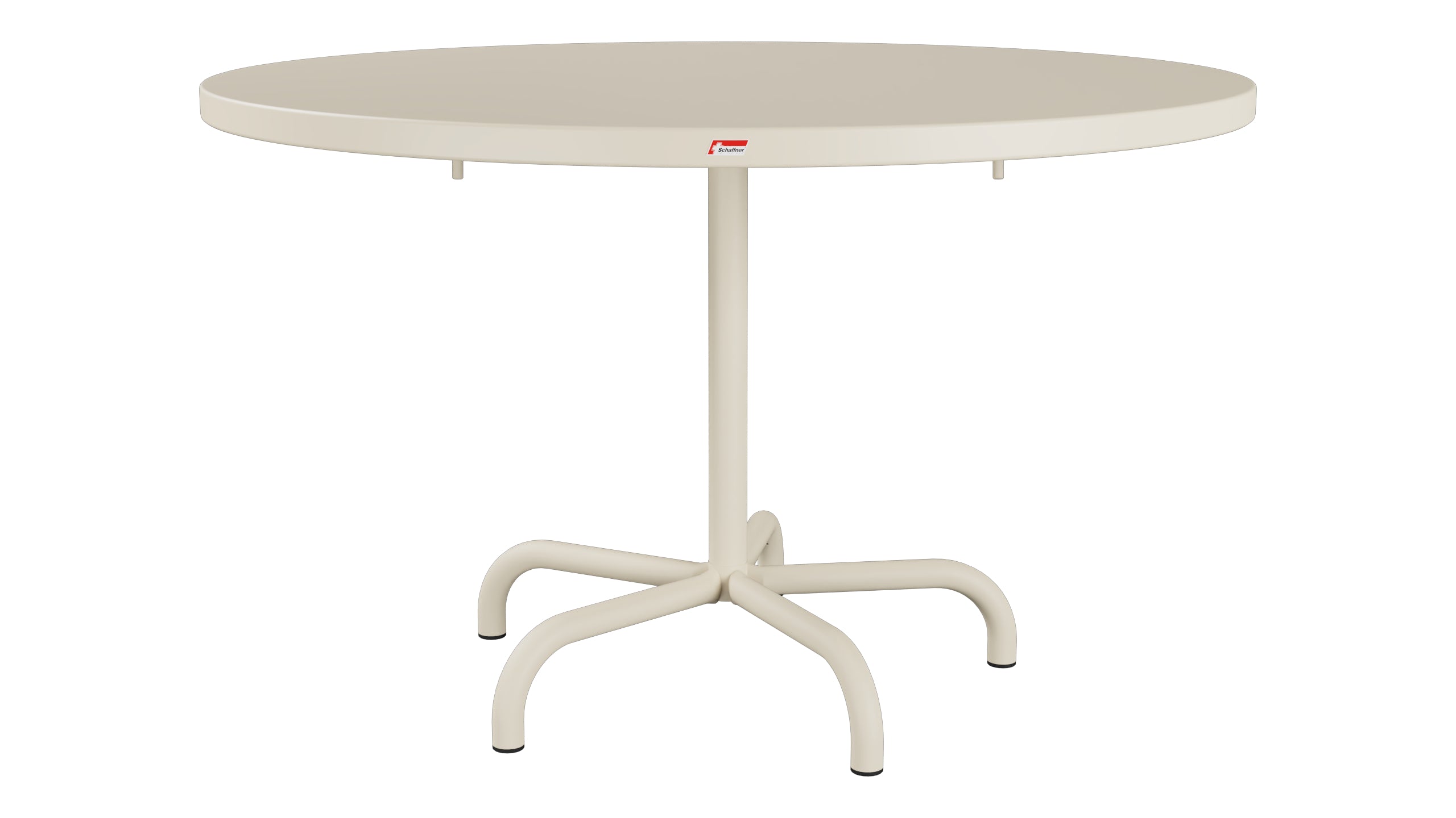 Säntis Metall-Gartentisch ø117 klappbar in Pastellsand präsentiert im Onlineshop von KAQTU Design AG. Gartentisch ist von Schaffner