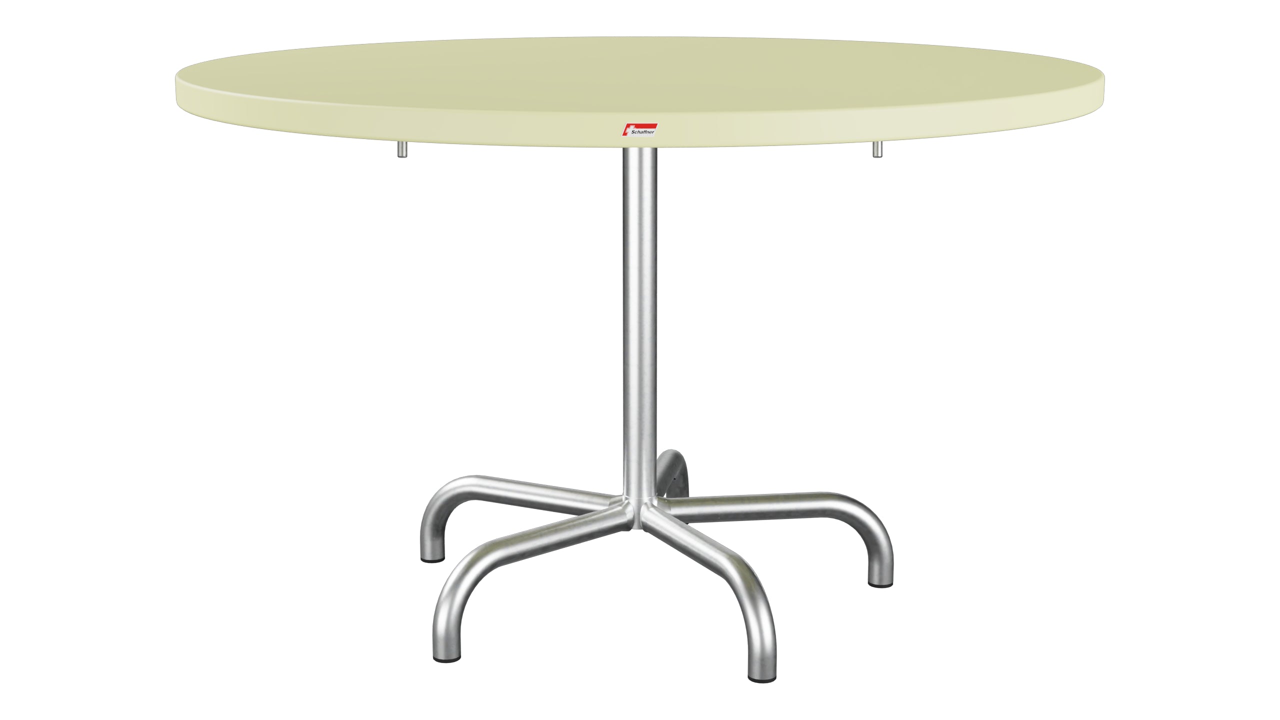 Säntis Metall-Gartentisch ø117 klappbar in Buchsbaumgelb präsentiert im Onlineshop von KAQTU Design AG. Gartentisch ist von Schaffner