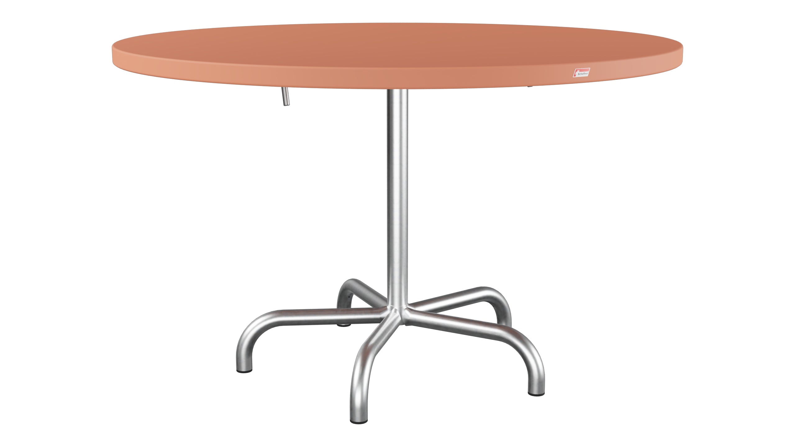 Säntis Metall-Gartentisch ø117 klappbar in Pastellterracotta präsentiert im Onlineshop von KAQTU Design AG. Gartentisch ist von Schaffner