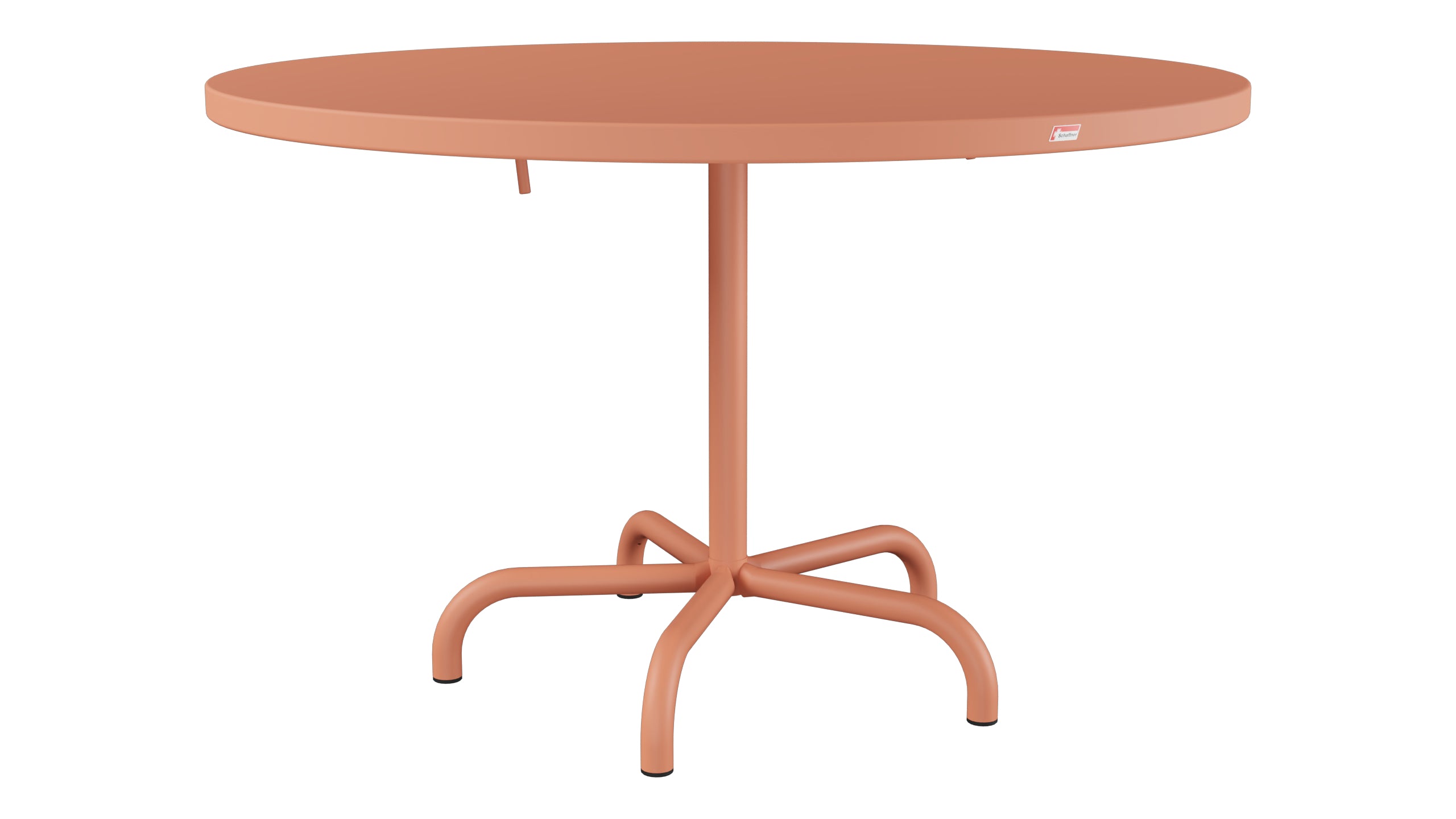 Säntis Metall-Gartentisch ø117 klappbar in Pastellterracotta präsentiert im Onlineshop von KAQTU Design AG. Gartentisch ist von Schaffner