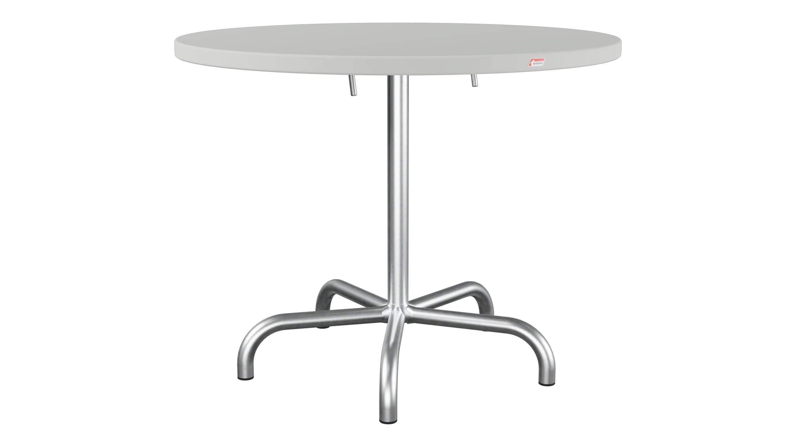 Säntis Metall-Gartentisch ø92 klappbar in Alusilber präsentiert im Onlineshop von KAQTU Design AG. Gartentisch ist von Schaffner