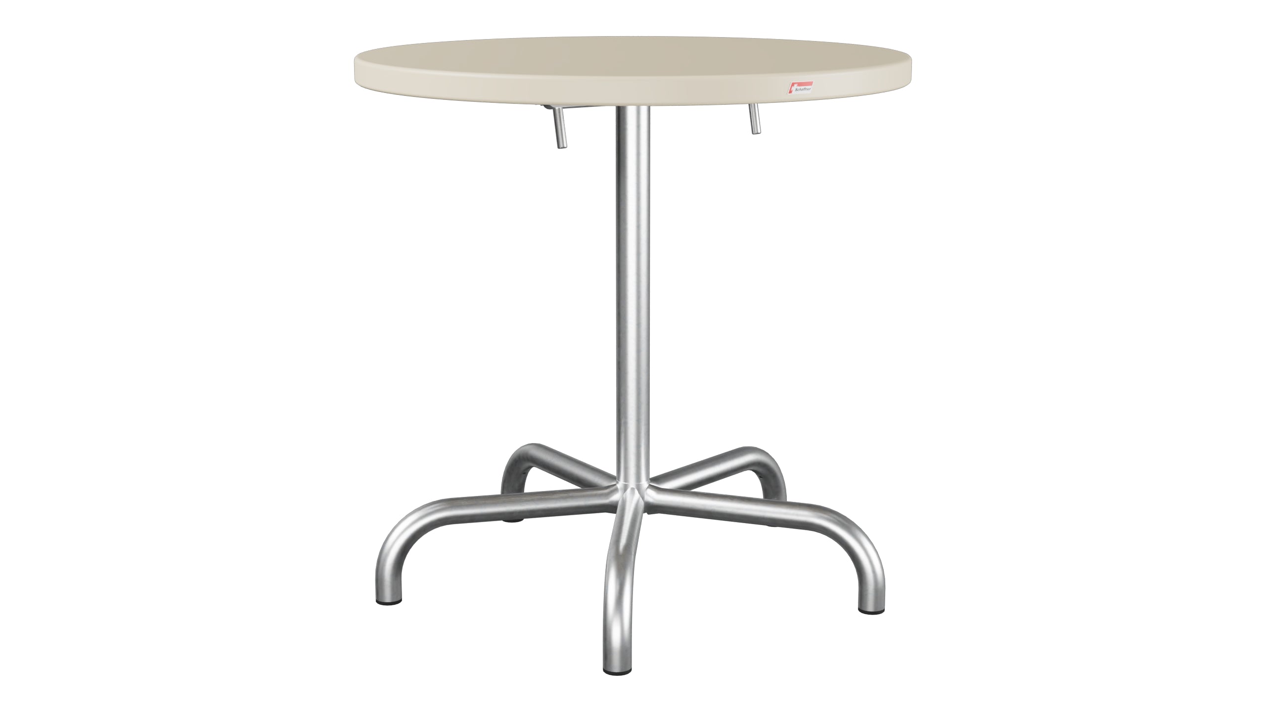 Säntis Metall-Gartentisch ø72 klappbar in Pastellsand präsentiert im Onlineshop von KAQTU Design AG. Gartentisch ist von Schaffner