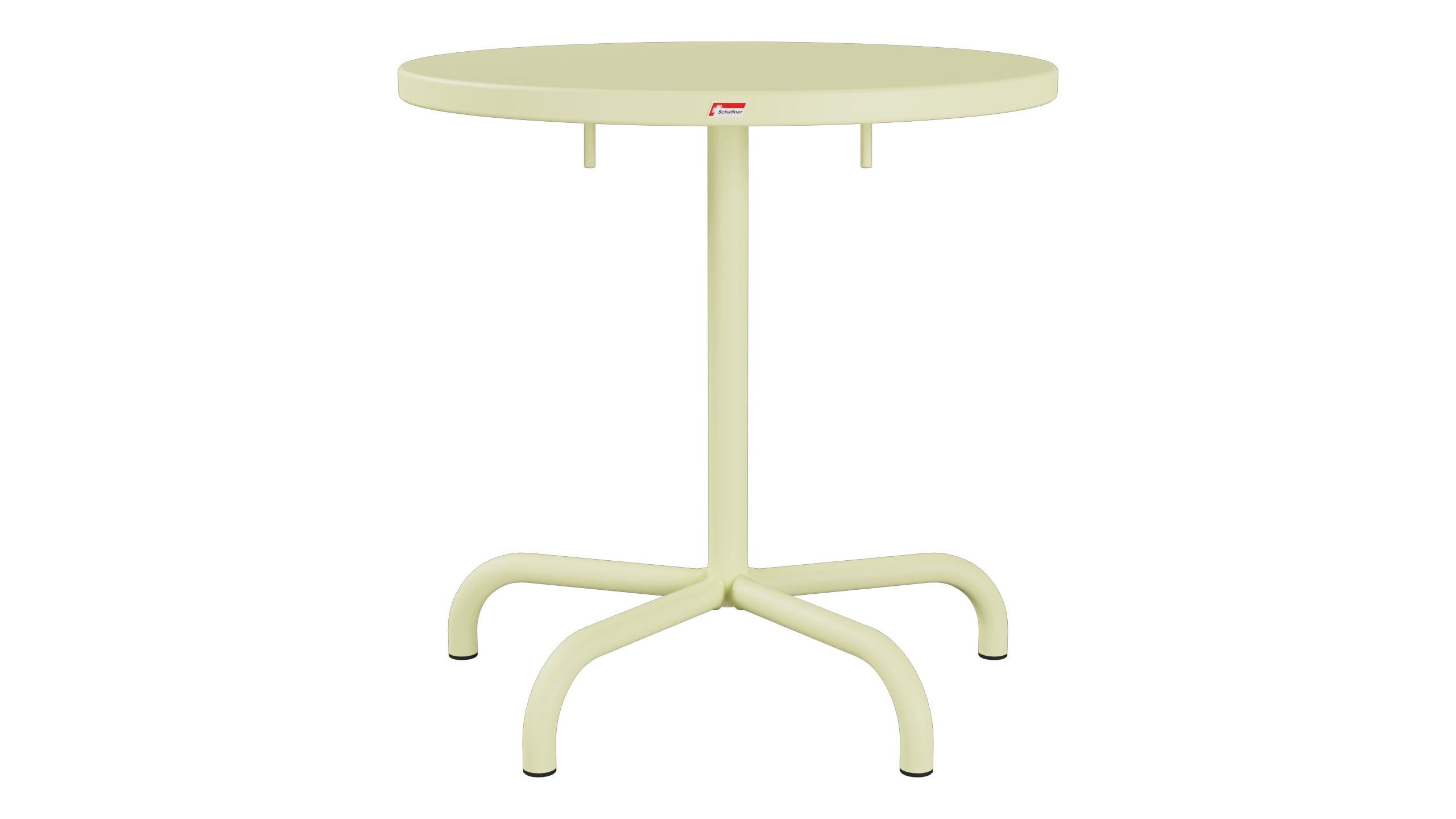 Säntis Metall-Gartentisch ø72 klappbar in Buchsbaumgelb präsentiert im Onlineshop von KAQTU Design AG. Gartentisch ist von Schaffner