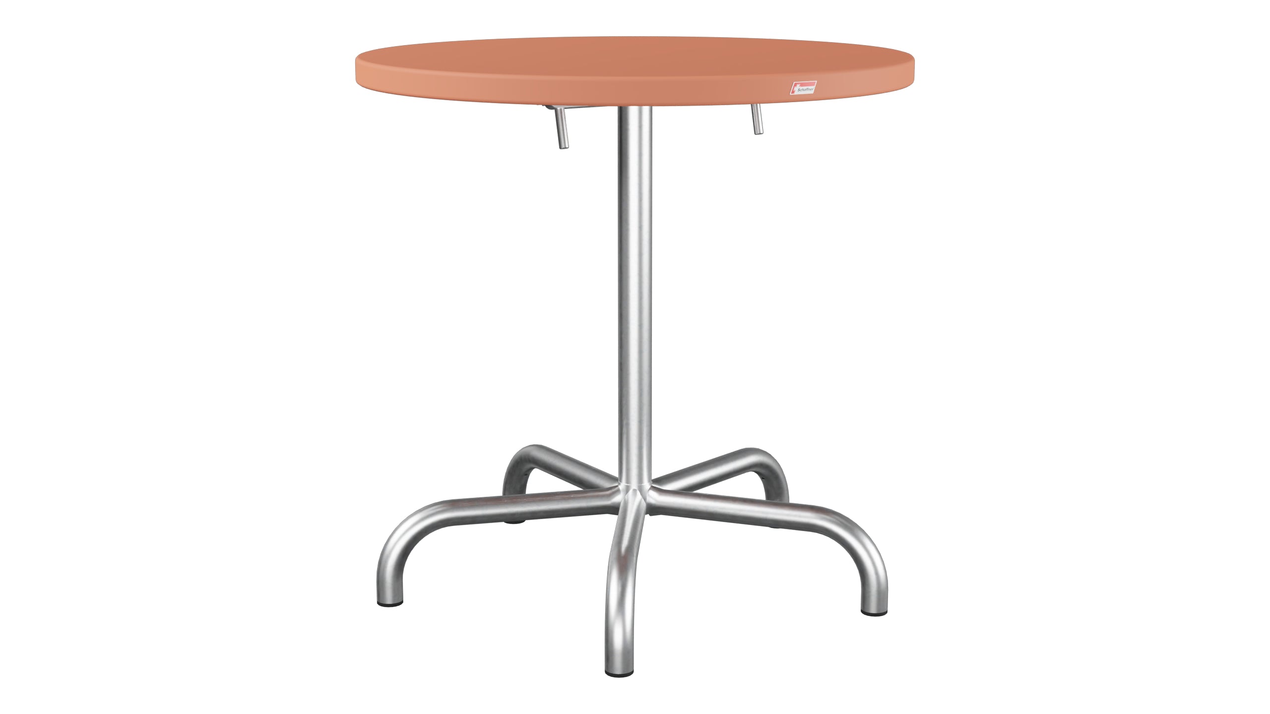 Säntis Metall-Gartentisch ø72 klappbar in Pastellterracotta präsentiert im Onlineshop von KAQTU Design AG. Gartentisch ist von Schaffner