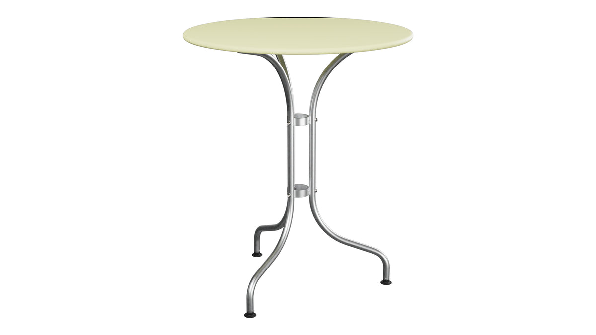 St. Moritz Metall-Gartentisch ø60 in Buchsbaumgelb präsentiert im Onlineshop von KAQTU Design AG. Gartentisch ist von Schaffner