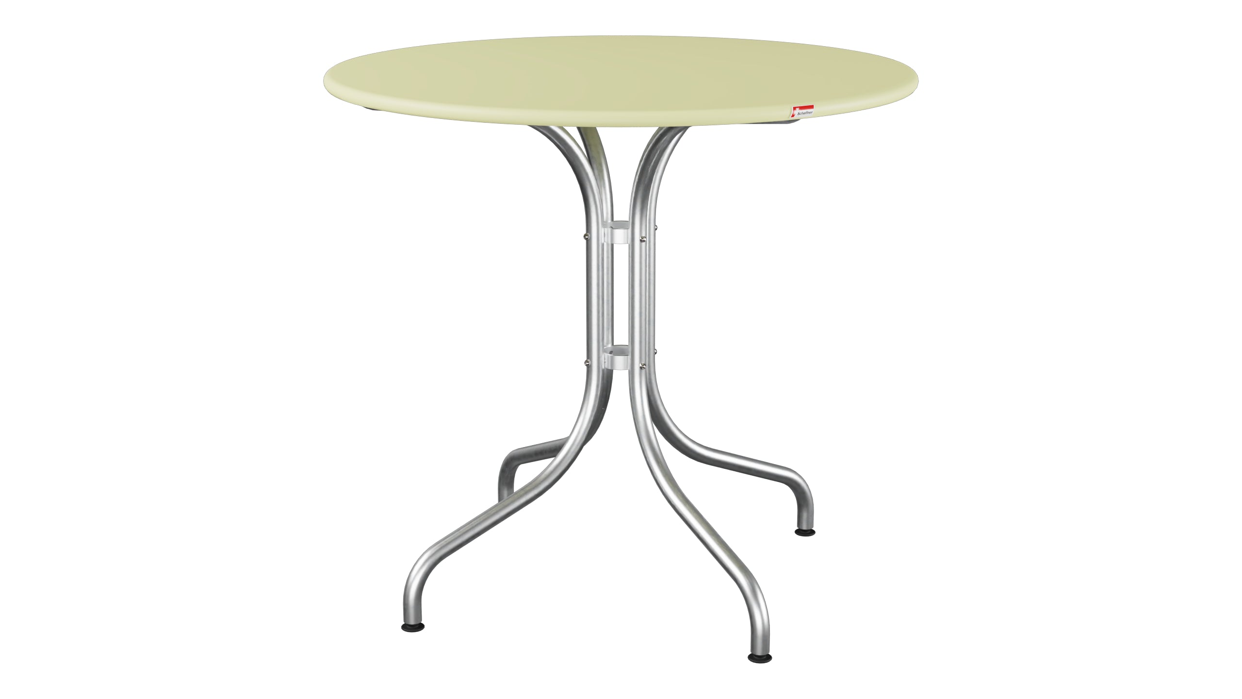St. Moritz Metall-Gartentisch ø80 in Buchsbaumgelb präsentiert im Onlineshop von KAQTU Design AG. Gartentisch ist von Schaffner