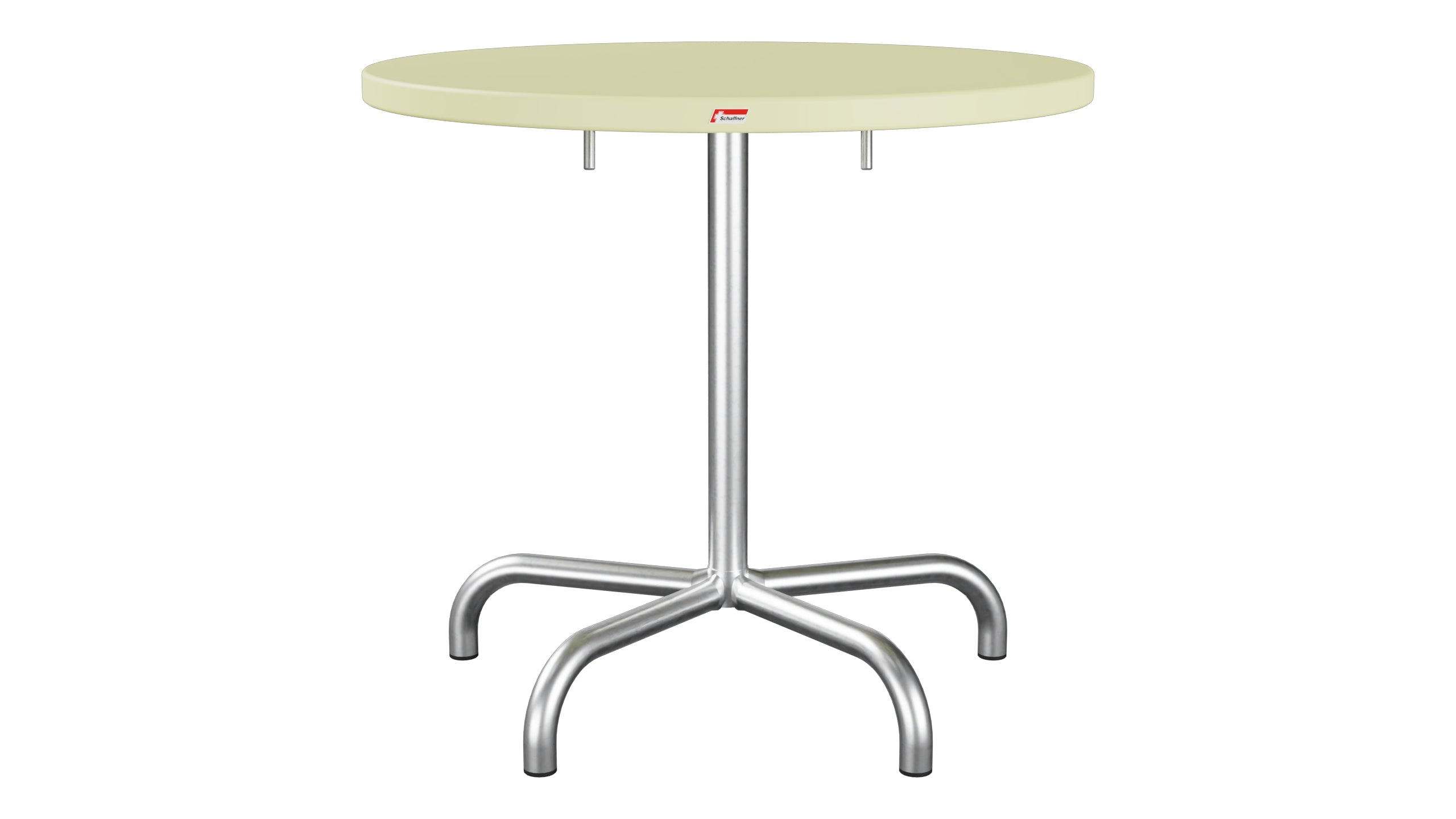 Säntis Metall-Gartentisch ø80 klappbar in Buchsbaumgelb präsentiert im Onlineshop von KAQTU Design AG. Gartentisch ist von Schaffner