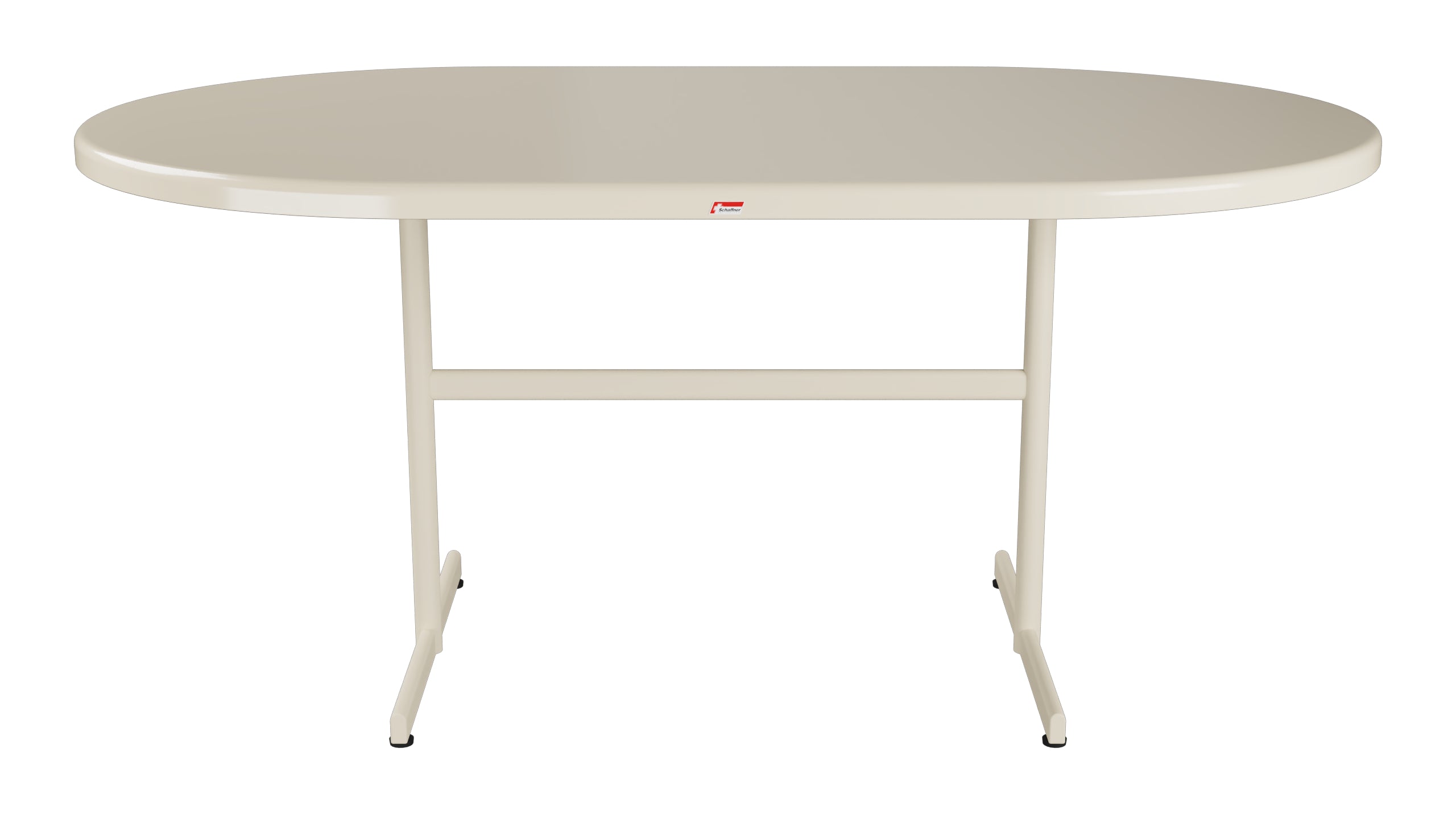 Bodensee Glasfaser-Gartentisch 160x95 oval klappbar in Pastellsand präsentiert im Onlineshop von KAQTU Design AG. Gartentisch ist von Schaffner