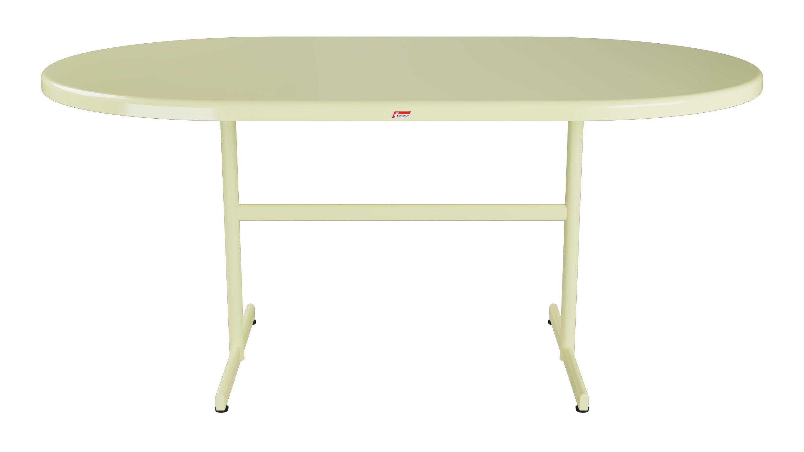 Bodensee Glasfaser-Gartentisch 160x95 oval klappbar in Buchsbaumgelb präsentiert im Onlineshop von KAQTU Design AG. Gartentisch ist von Schaffner