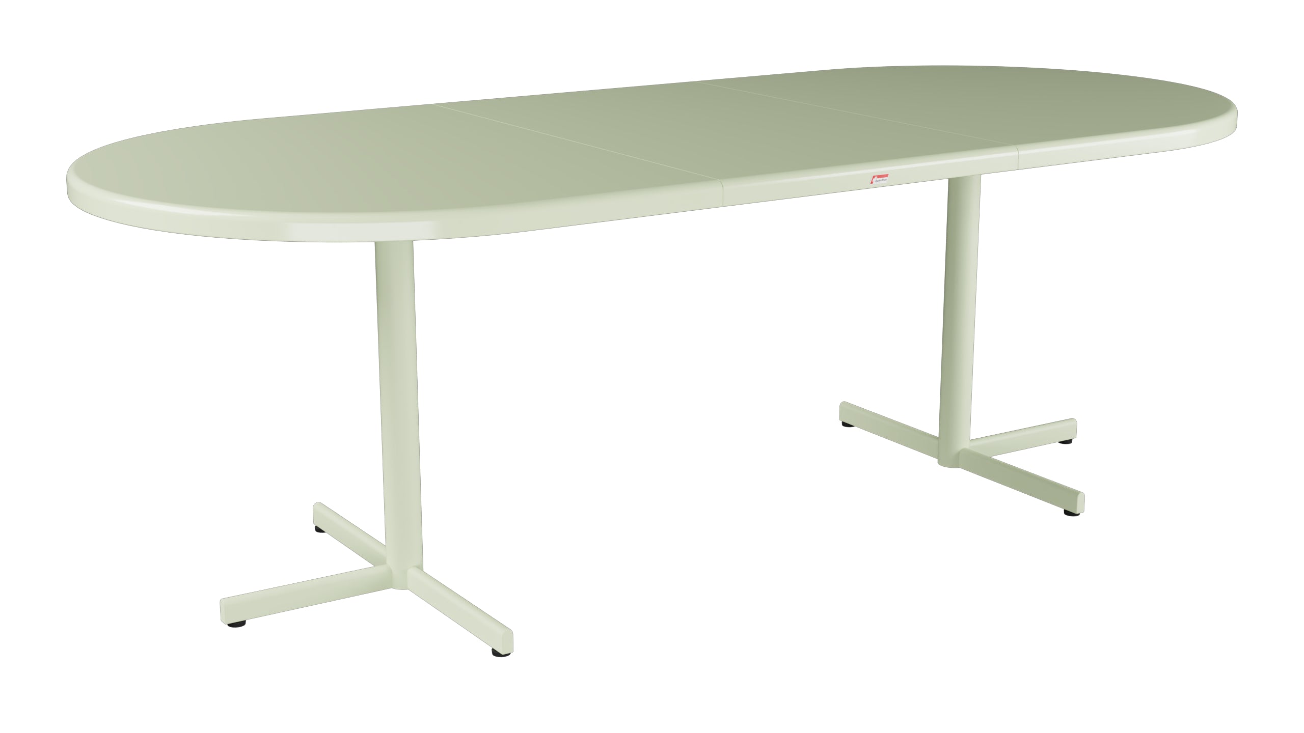 Bodensee Glasfaser-Gartentisch 160/218x95 oval klappbar, ausziehbar in Pastellgrün präsentiert im Onlineshop von KAQTU Design AG. Gartentisch ist von Schaffner
